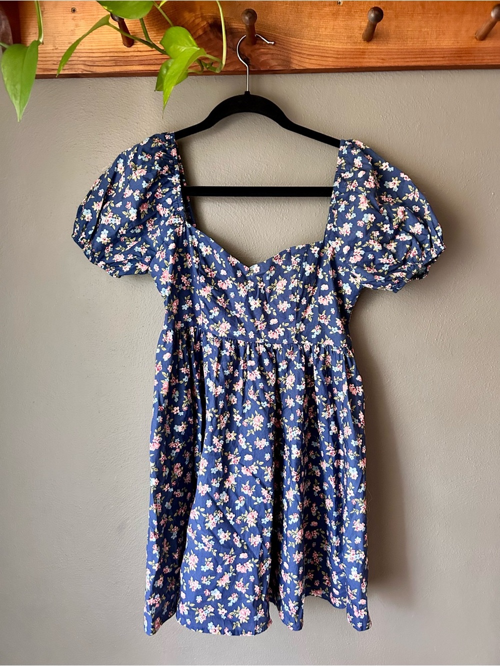 Altard State Blue Floral Puff Sleeve Mini Dress Womens S Cottagecore Babydoll